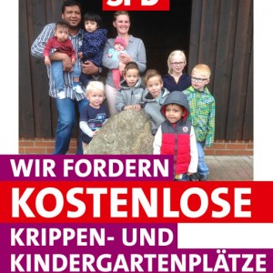 Wahlplakat "Kostenlose Krippen- und Kindergartenplätze"